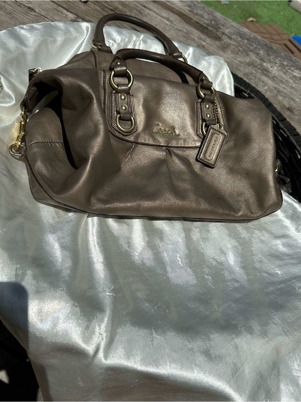 Coach Brown Leather Satchel with Gold Hardware